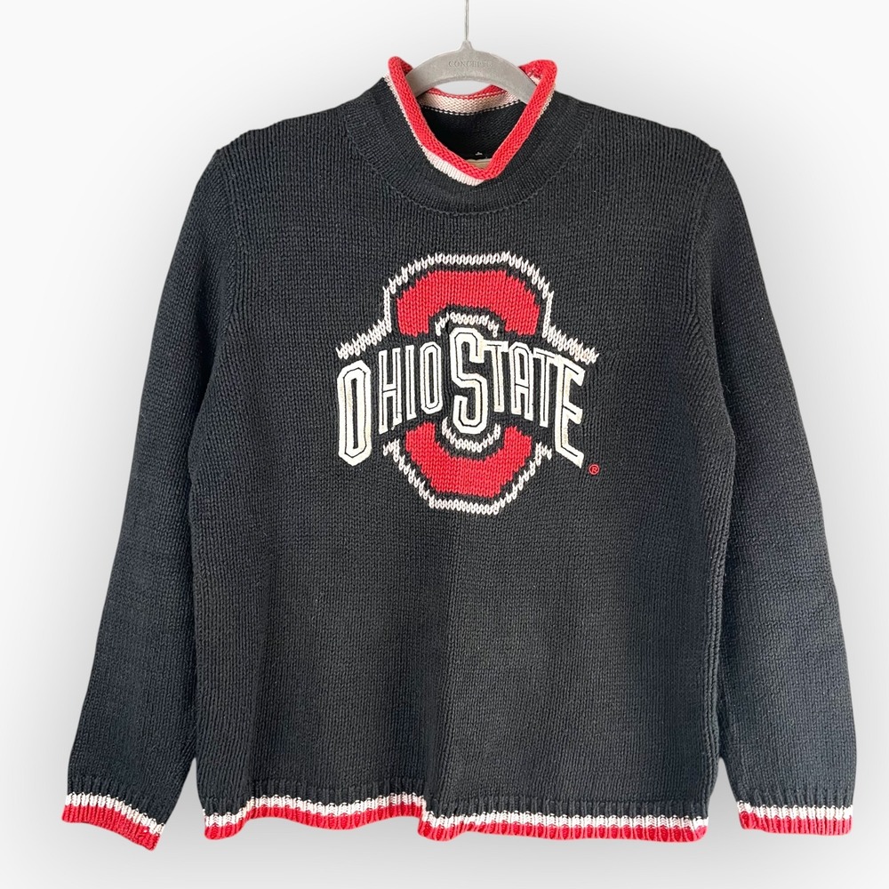 Vintage Bellepointe Ohio State Buckeyes Knit Sweater Black Red Womens Medium